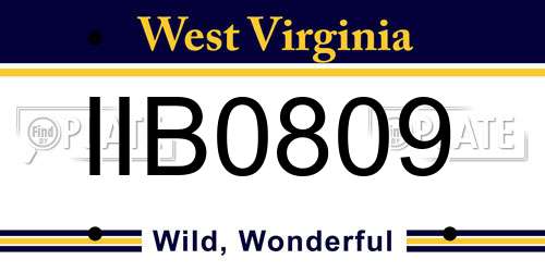 IIB0809 West Virginia License Plate