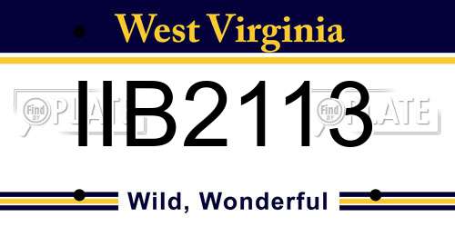 IIB2113 West Virginia License Plate