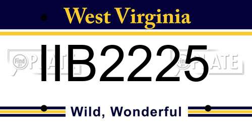 IIB2225 West Virginia License Plate