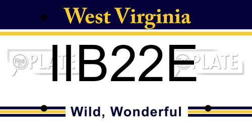IIB22E West Virginia License Plate