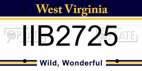 IIB2725 West Virginia License Plate