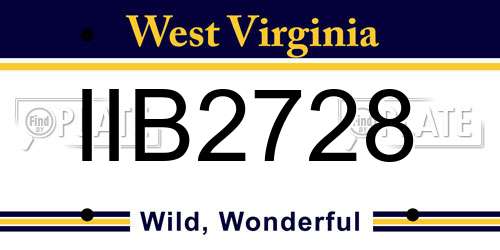 IIB2728 West Virginia License Plate