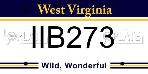 IIB273 West Virginia License Plate
