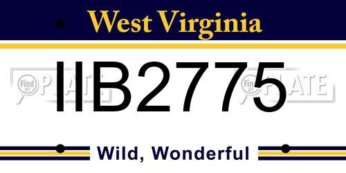 IIB2775 West Virginia License Plate