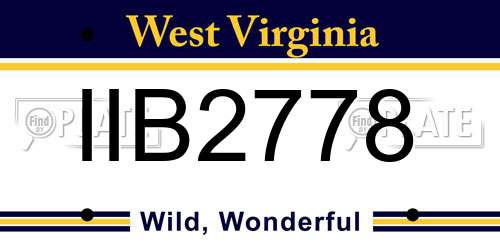 IIB2778 West Virginia License Plate