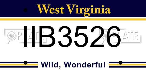 IIB3526 West Virginia License Plate