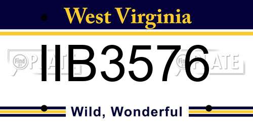IIB3576 West Virginia License Plate