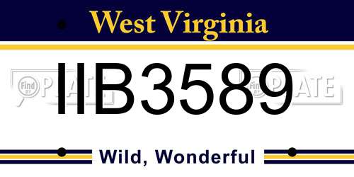 IIB3589 West Virginia License Plate