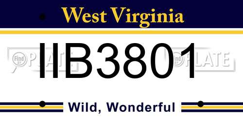 IIB3801 West Virginia License Plate