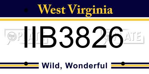 IIB3826 West Virginia License Plate