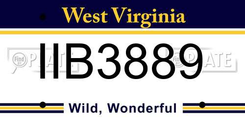 IIB3889 West Virginia License Plate