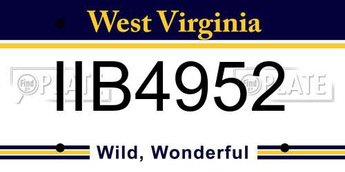 IIB4952 West Virginia License Plate