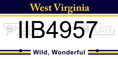IIB4957 West Virginia License Plate