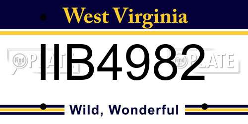 IIB4982 West Virginia License Plate