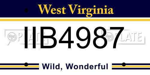 IIB4987 West Virginia License Plate