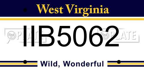 IIB5062 West Virginia License Plate
