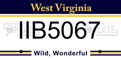 IIB5067 West Virginia License Plate