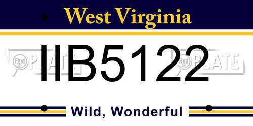 IIB5122 West Virginia License Plate