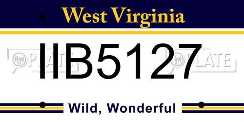 IIB5127 West Virginia License Plate