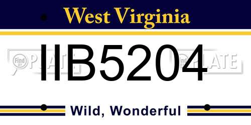 IIB5204 West Virginia License Plate