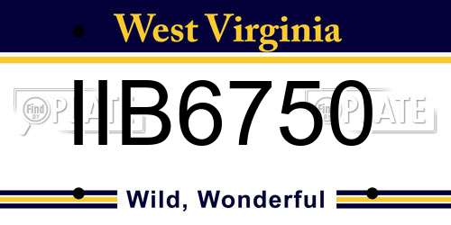 IIB6750 West Virginia License Plate