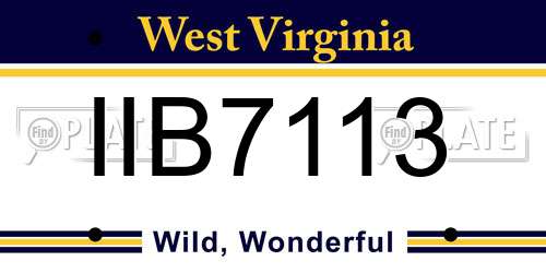 IIB7113 West Virginia License Plate