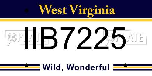 IIB7225 West Virginia License Plate