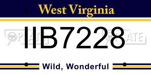 IIB7228 West Virginia License Plate