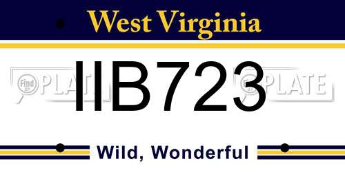 IIB723 West Virginia License Plate