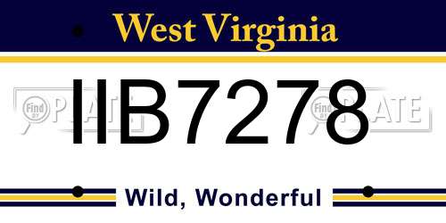 IIB7278 West Virginia License Plate