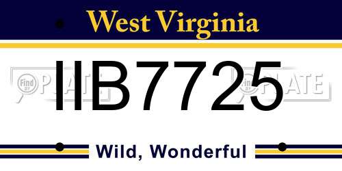 IIB7725 West Virginia License Plate