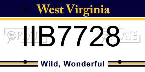 IIB7728 West Virginia License Plate