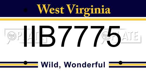 IIB7775 West Virginia License Plate
