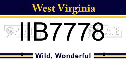 IIB7778 West Virginia License Plate