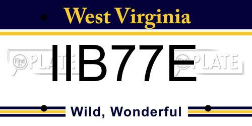 IIB77E West Virginia License Plate