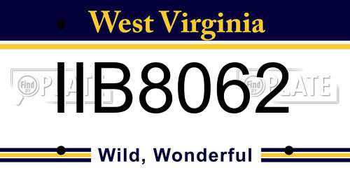 IIB8062 West Virginia License Plate