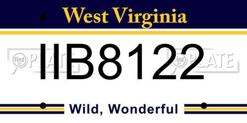 IIB8122 West Virginia License Plate