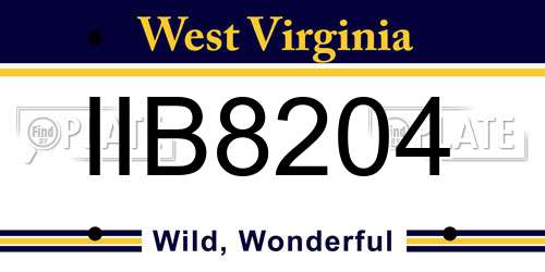 IIB8204 West Virginia License Plate