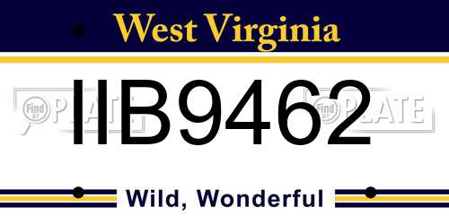 IIB9462 West Virginia License Plate