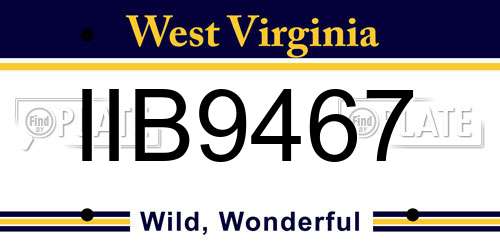 IIB9467 West Virginia License Plate