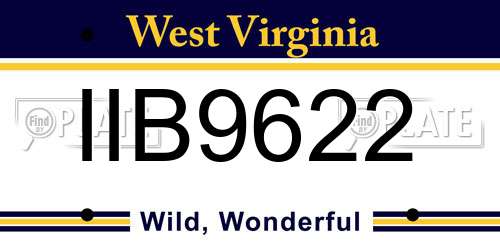 IIB9622 West Virginia License Plate