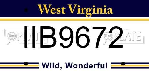 IIB9672 West Virginia License Plate