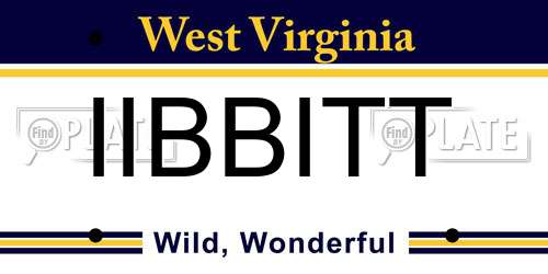 IIBBITT West Virginia License Plate
