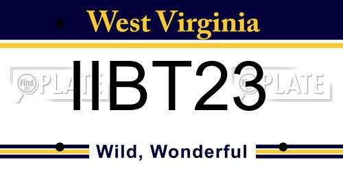 IIBT23 West Virginia License Plate