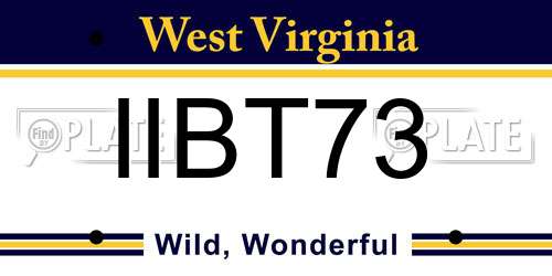 IIBT73 West Virginia License Plate
