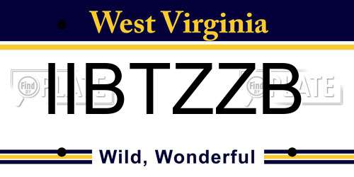 IIBTZZB West Virginia License Plate