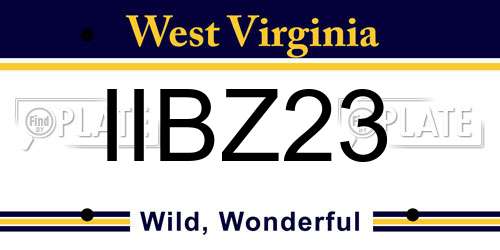 IIBZ23 West Virginia License Plate