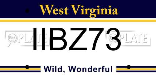 IIBZ73 West Virginia License Plate