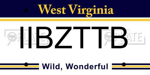 IIBZTTB West Virginia License Plate