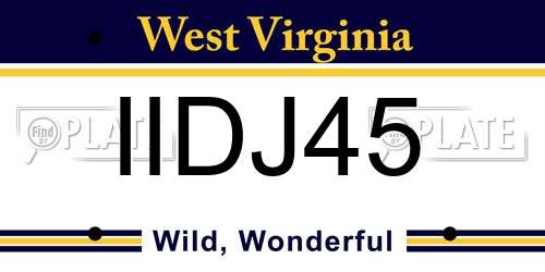 IIDJ45 West Virginia License Plate